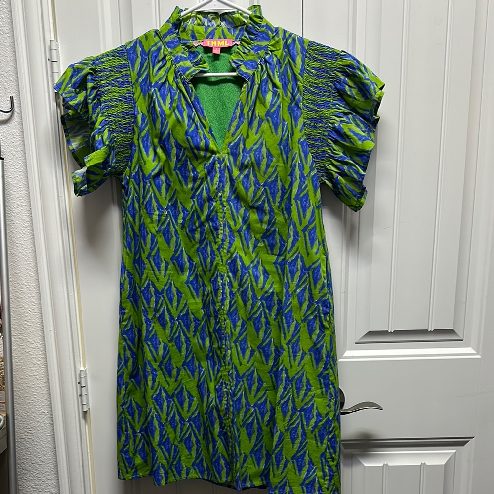 THML Green and Blue Patterned Dress